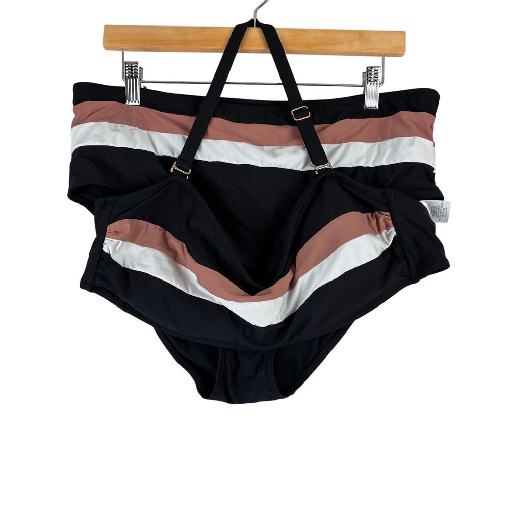 Time and Tru 2 Piece Swimsuit Women's XL Stripe Pool Beach Vacation Party Sport